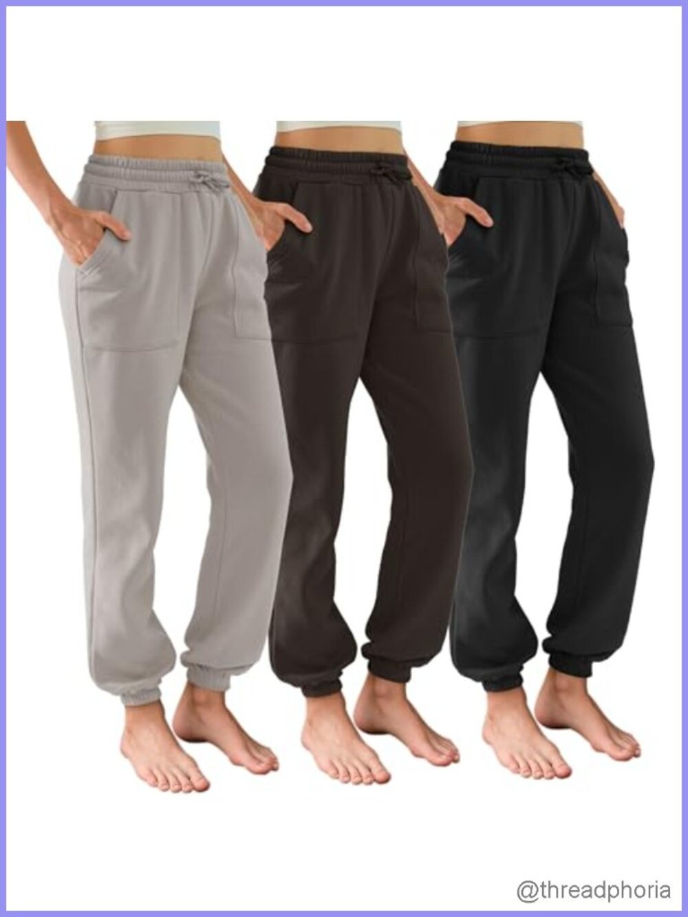 Sweatpants for Women 3 Pack High Waisted Fleece Joggers with Pockets